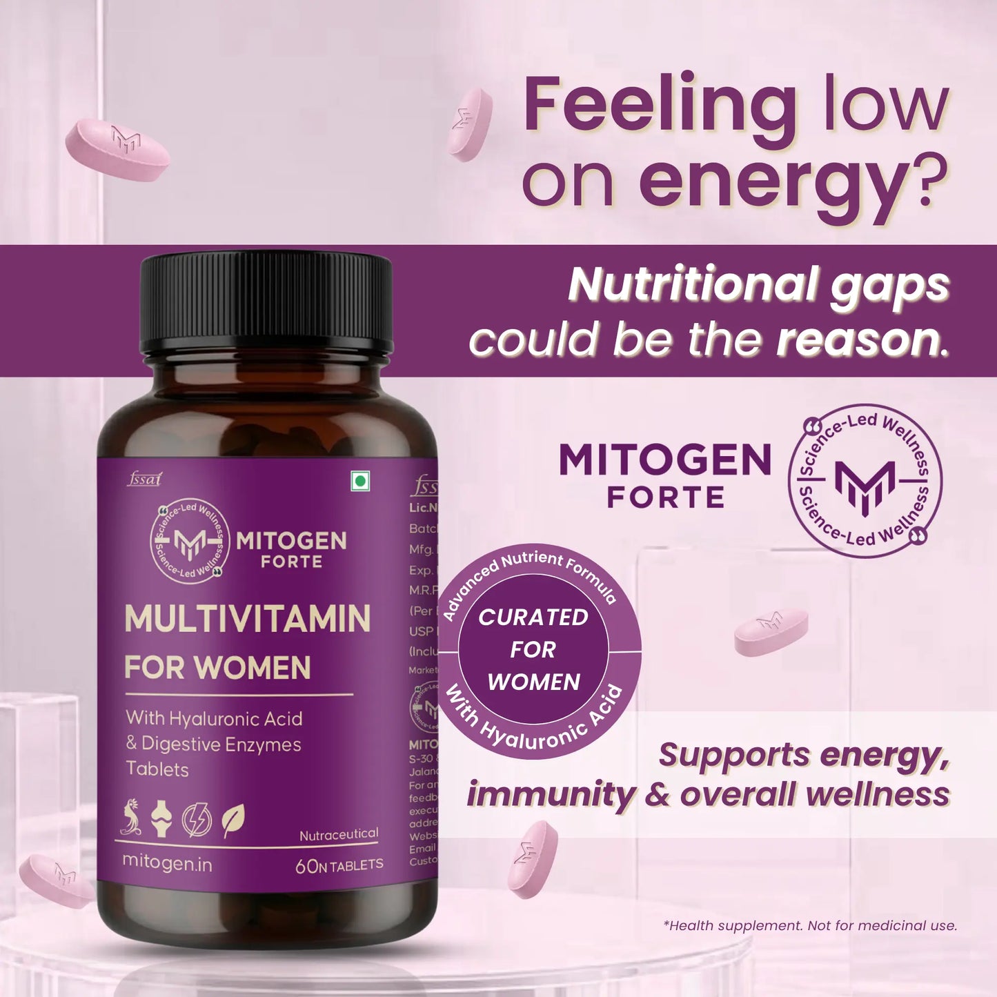 Daily Multivitamin for Women (Skin, Immunity & Hair) - Feel More Energetic in 14 Days