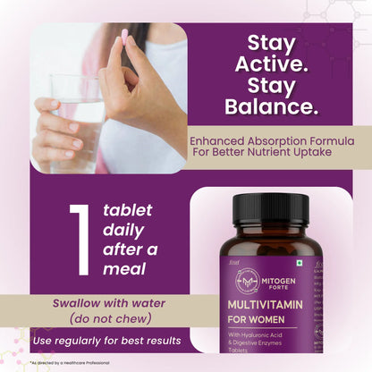 Daily Multivitamin for Women (Skin, Immunity & Hair) - Feel More Energetic in 14 Days