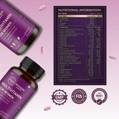 Daily Multivitamin for Women (Skin, Immunity & Hair) - Feel More Energetic in 14 Days