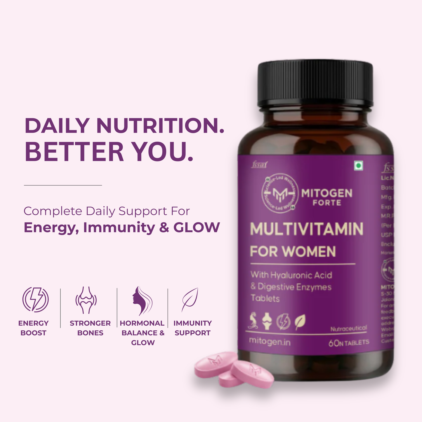 Daily Multivitamin for Women (Skin, Immunity & Hair) - Feel More Energetic in 14 Days